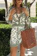 Long Sleeves Blouse Shirt and Tie Waist Wrap Mini Skirt Unique Print Set