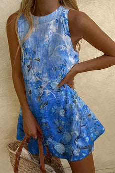 Margovil Summer Sleeveless Gradient Floral Print Mini Dress