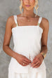 Adjustable Strap Slit Front Top and Pocketed Wide Leg Pants Set