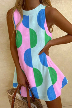 Margovil Sleeveless Geometric Print A-line Mini Dress