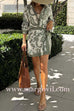 Long Sleeves Blouse Shirt and Tie Waist Wrap Mini Skirt Unique Print Set