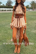 Sleeveless Asymmetrical Ruffle Top and Mini Skirt Set