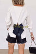 Long Sleeves Bow Back Cut Out Top