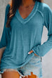 Margovil V Neck Long Sleeves Solid T Shirt