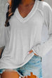Margovil V Neck Long Sleeves Solid T Shirt