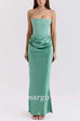 Margovil Strapless Ruched Satin Splice Bodycon Maxi Dress(in 5 Colors!)