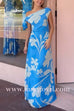 One Shoulder Tie Knot Printed Maxi Dress