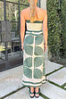 Strapless Wrap Front Slit Print Maxi Dress