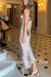 Margovil Halter Sleeveless Draped Fringe Bodycon Maxi Dress