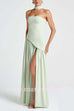 Margovil Strapless Back Lace-up High Slit Splice Maxi Dress
