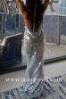 Margovil Halter Cowl Neck Open Back Sequin Maxi Party Dress