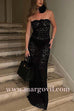 Margovil Strapless Lace Hollow Out Bodycon Maxi Dress