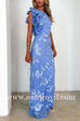Sleeveless Ruffle One Shoulder Floral Mesh Maxi Dress