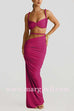Margovil Crop Cami Top and Cut Out Ruched Maxi Skirt Set