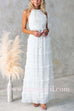 Margovil Halter Backless Crop Top and Ruffle Tiered Maxi Skirt Chiffon Set