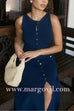 Margovil Sleeveless Button Down Slit Ribbed Knit Maxi Dress