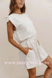 Cap Sleeves Drawstring Waist Pocketed Romper