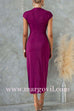 Ruched Cap Sleeve Side Slit Bodycon Midi Dress
