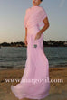 Margovil Shawl Collar Draped Mesh Maxi Dress