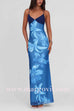 Spaghetti Strap Orchid Print Bodycon Maxi Dress