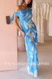 One Shoulder Tie Knot Printed Maxi Dress