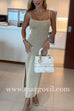 Backless Lace-up Side Slit Knit Maxi Cami Dress