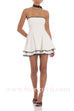 Margovil Strapless Scallop Lace Trim Ruffle Mini Dress