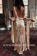 Sleeveless Open Back Floral Print Satin Maxi Dress