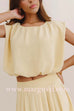 Round Neck Solid Balloon Crop Top