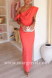 Draped One Shoulder Bodycon Maxi Party Dress