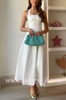 Elegant Halter Sleeveless A-line Maxi Dress
