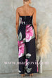 Strapless Tie Waist Wide Leg Floral Print Jumpsuit