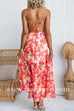 Sunset Watercolor Tie Back Slit Maxi Cami Dress