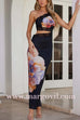 Margovil One Shoulder Cut Out Lace Splice Floral Maxi Bodycon Dress