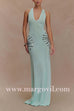 V Neck Sleeveless Open Back Knit Maxi Dress with Sequin