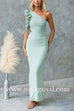 Frill One Shoulder Sleeveless Cut Out Waist Mesh Maxi Dress