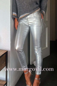 Margovil Slim Fit Faux Leather Leggings Pants with Pockets