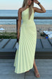 Margovil One Shoulder Cut Out Irregular Hem Pleated Satin Maxi Dress