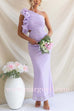 One Shoulder Frill Trim Cut Out Meriden Maxi Dress