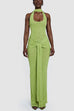 Halter Sleeveless Tie Front Back Slit Bodycon Maxi Dress