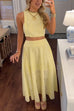 Margovil Sleeveless Crop Top and A-line Maxi Skirt Lace Set