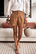 High Rise Tailored Linen Shorts with Button Detail