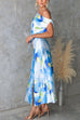 Asymmetric One Shoulder Tie Waist Slit Tie Dye Maxi Dress