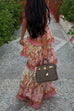 Margovil Spaghetti Strap Back Lace-up Ruffle Layered Floral Print Maxi Dress