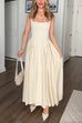 Margovil Elegant Square Neck Sleeveless Flowy Maxi Dress