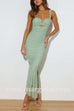 Margovil Sleeveless Cut Out Ruched Ruffle Bodycon Maxi Dress