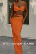 Margovil Crop Cami Top and Cut Out Ruched Maxi Skirt Set