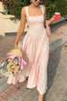 Margovil Elegant Square Neck Sleeveless Flowy Maxi Dress