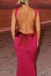 Margovil Sleeveless Bow Open Back Bodycon Maxi Dress