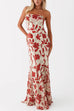 Strapless Floral Print Flowy Maxi Dress